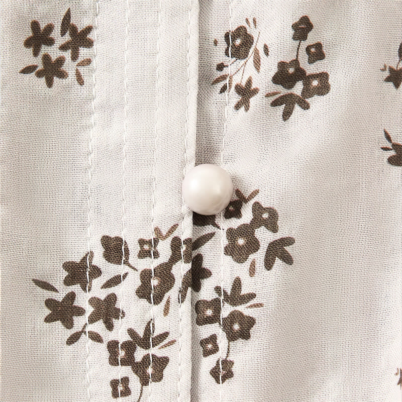 Nimara Ritual Casual Floral Print Pattern Three Quarter Sleeve Women's Buttons Shirt
