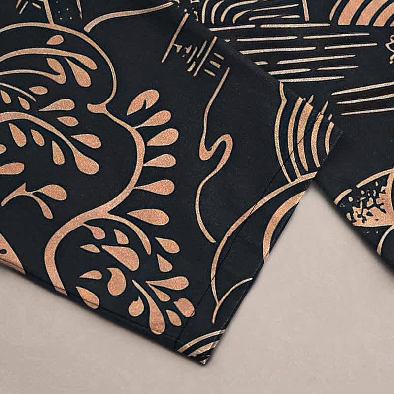 Nimara Ritual Cotton Oriental Landscape Pattern Men's Tapered Pants With Pockets