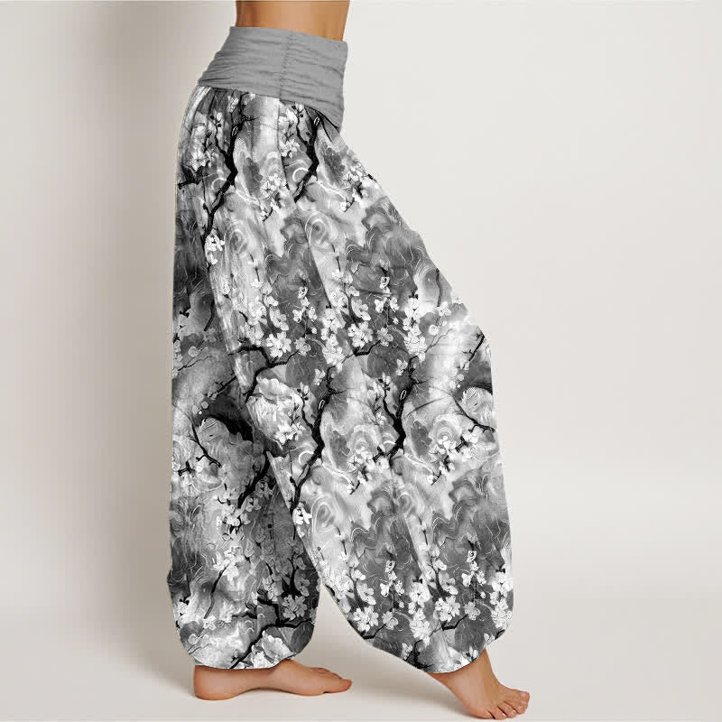 Nimara Ritual Pure Cotton Watercolor Floral Pattern Women's Elastic Waist Harem Pants