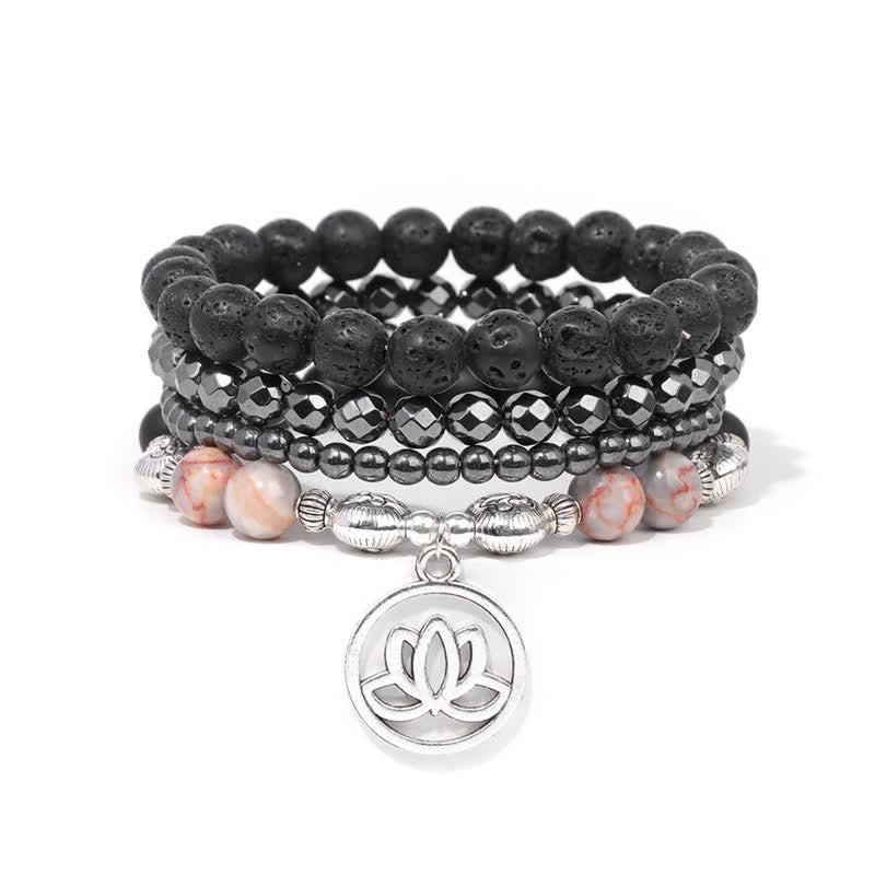 Nimara Ritual 4pcs Lava Rock Lotus New Beginning Bracelet