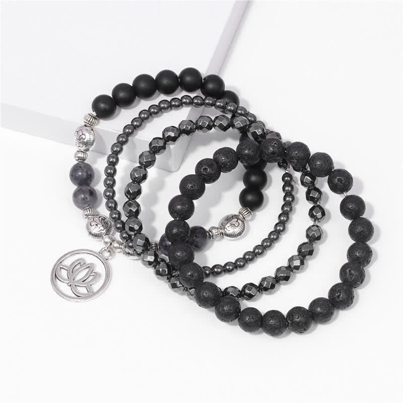 Nimara Ritual 4pcs Lava Rock Lotus New Beginning Bracelet