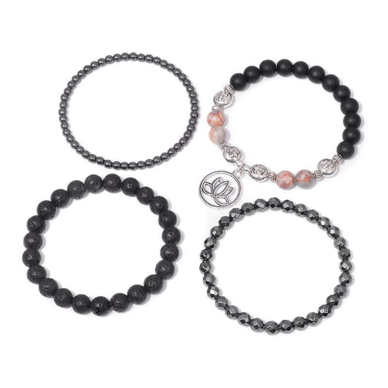 Nimara Ritual 4pcs Lava Rock Lotus New Beginning Bracelet