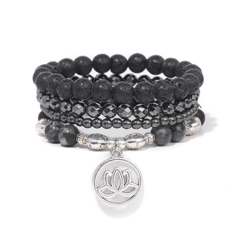 Nimara Ritual 4pcs Lava Rock Lotus New Beginning Bracelet