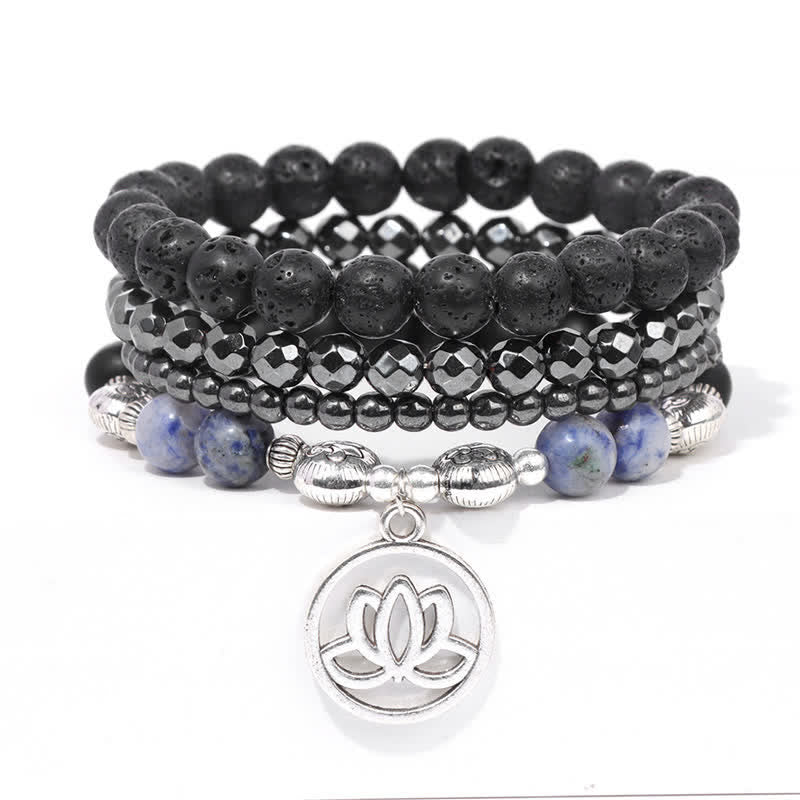 Nimara Ritual 4pcs Lava Rock Lotus New Beginning Bracelet