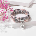 New Beginning and Motivating 3Pcs Zebra Jasper Lotus Enlightenment Beaded Bracelet
