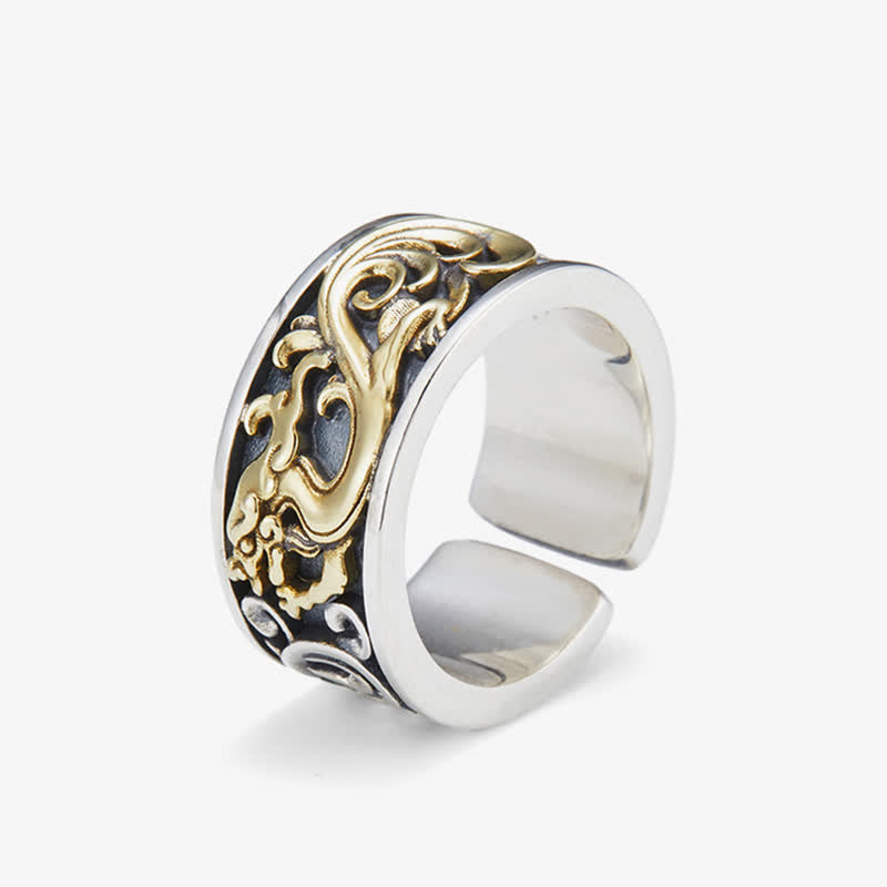 Nimara Ritual Copper Dragon Tang Dynasty Flower Design Strength Ring
