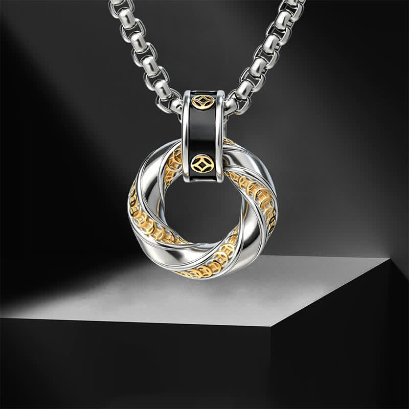 Protection and Wealth Copper Chinese Coin Electroplated Necklace