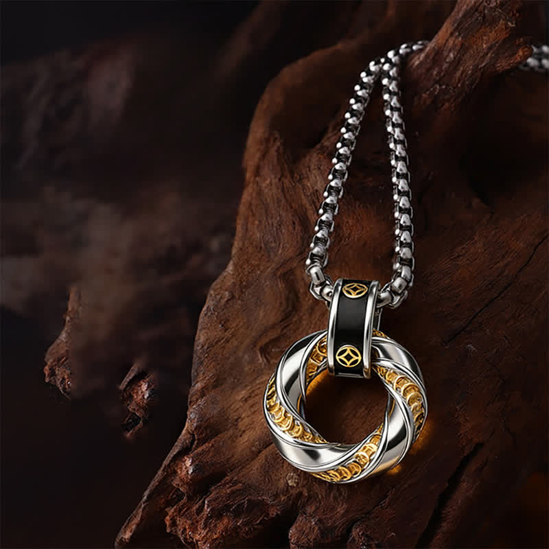 Protection and Wealth Copper Chinese Coin Electroplated Necklace
