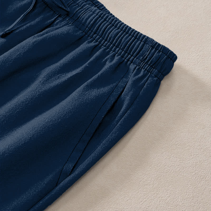Nimara Ritual Cotton Subtle Dragon Pattern Men's Tapered Pants With Pockets