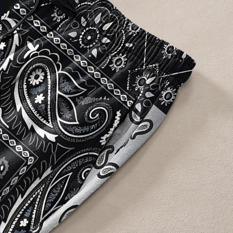 Nimara Ritual Cotton Various Paisley Pattern Men's Tapered Pants With Pockets