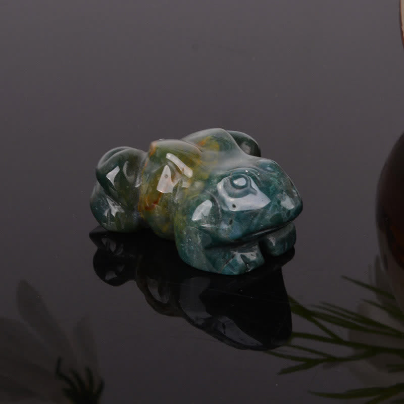 Nimara Ritual Natural Green Aventurine Clear Quartz Frog Wealth Crystal & Stone Decor