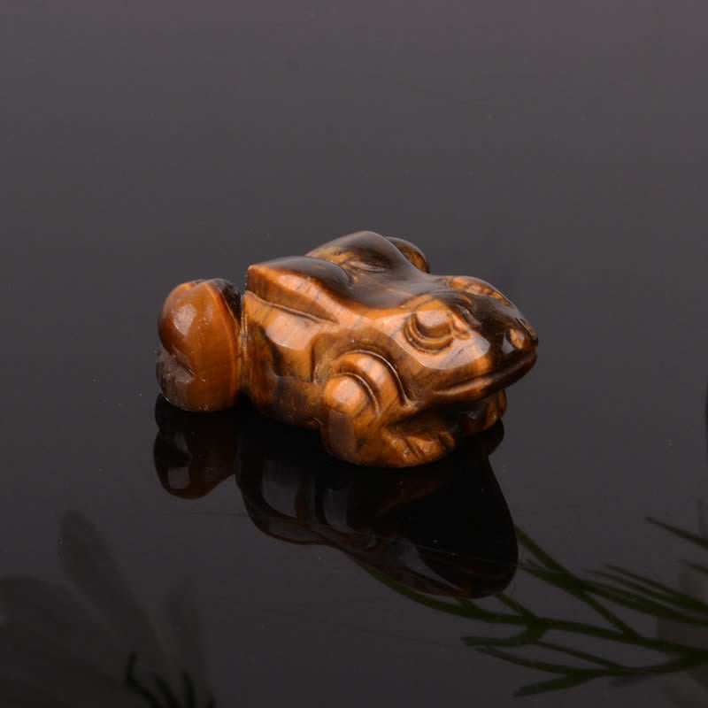 Wealth and Healing Natural Green Aventurine Clear Quartz Frog Crystal & Stone Decor