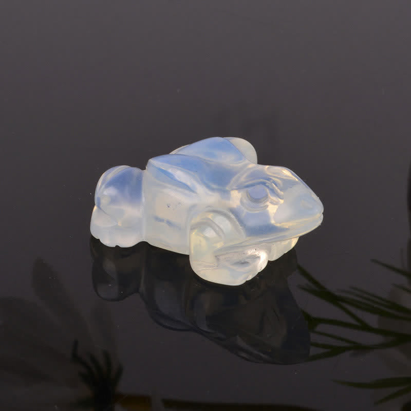 Wealth and Healing Natural Green Aventurine Clear Quartz Frog Crystal & Stone Decor