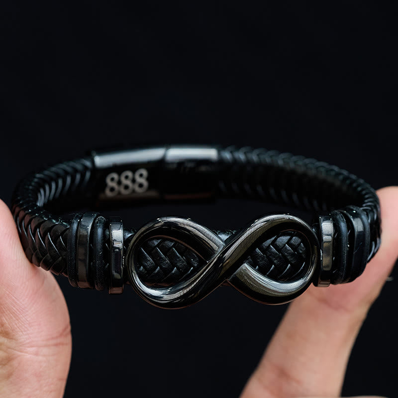 Nimara Ritual Infinity Design 444 Angel Number 888 Angel Number Titanium Steel Leather Strengthen Bracelet
