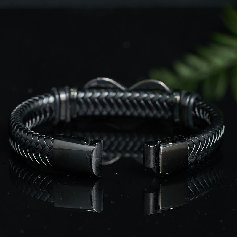 Nimara Ritual Infinity Design 444 Angel Number 888 Angel Number Titanium Steel Leather Strengthen Bracelet