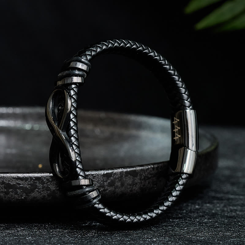Nimara Ritual Infinity Design 444 Angel Number 888 Angel Number Titanium Steel Leather Strengthen Bracelet