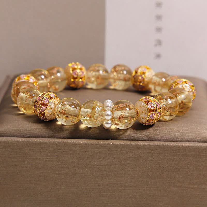 Nimara Ritual Liuli Glass Bead Gold Leaf CloisonnA Purity New Chinese Round Bracelet
