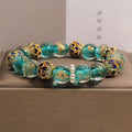 Nimara Ritual Liuli Glass Bead Gold Leaf CloisonnA Purity New Chinese Round Bracelet