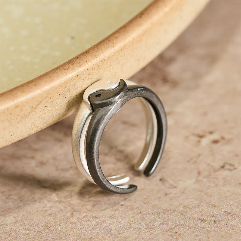 Nimara Ritual Retro Yin Yang Textured Copper Harmony Adjustable Ring