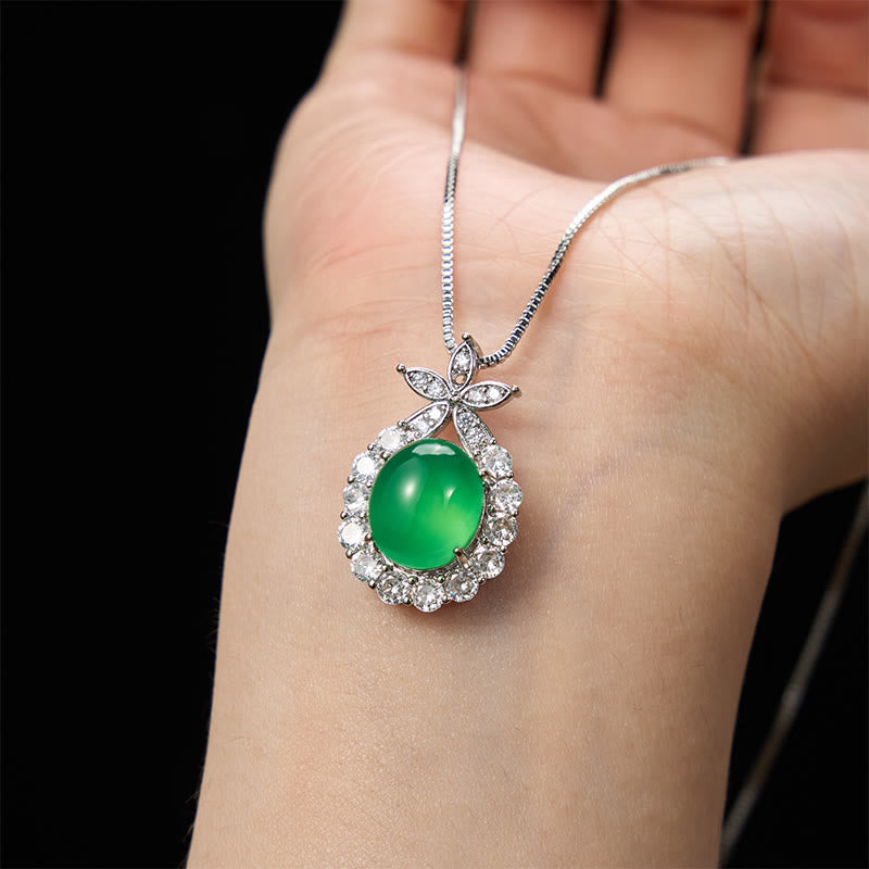 Nimara Ritual Natural Green Chalcedony Pink Chalcedony Flower Courage Necklace