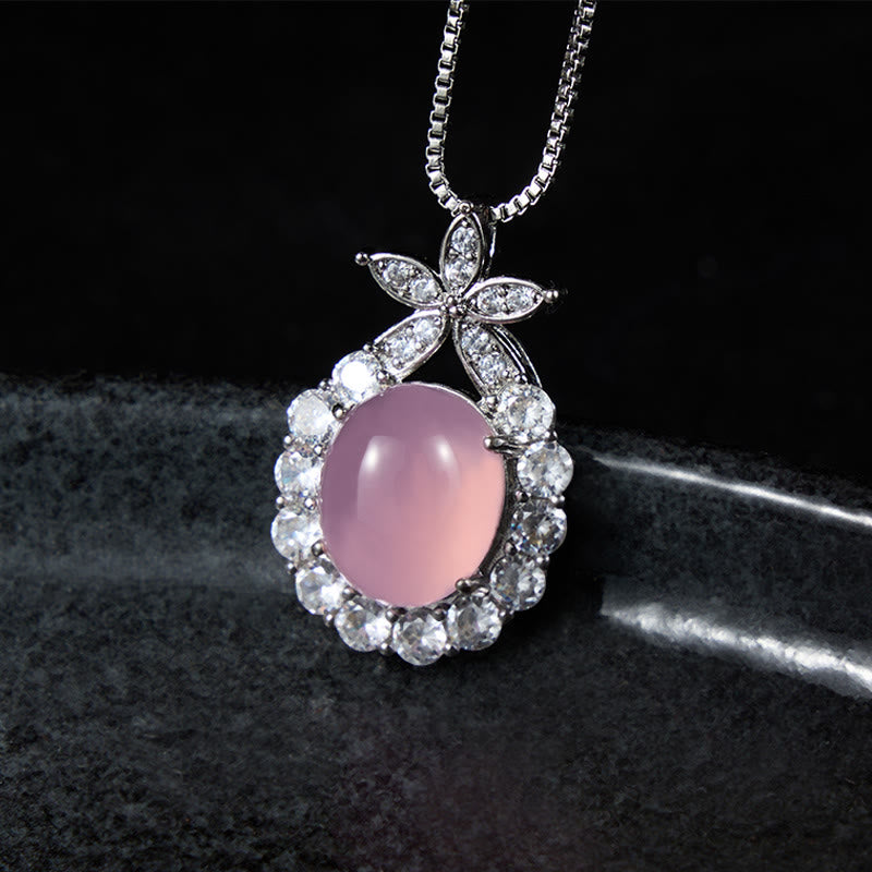 Nimara Ritual Natural Green Chalcedony Pink Chalcedony Flower Courage Necklace