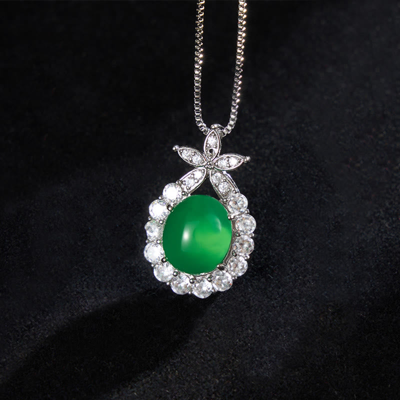 Nimara Ritual Natural Green Chalcedony Pink Chalcedony Flower Courage Necklace