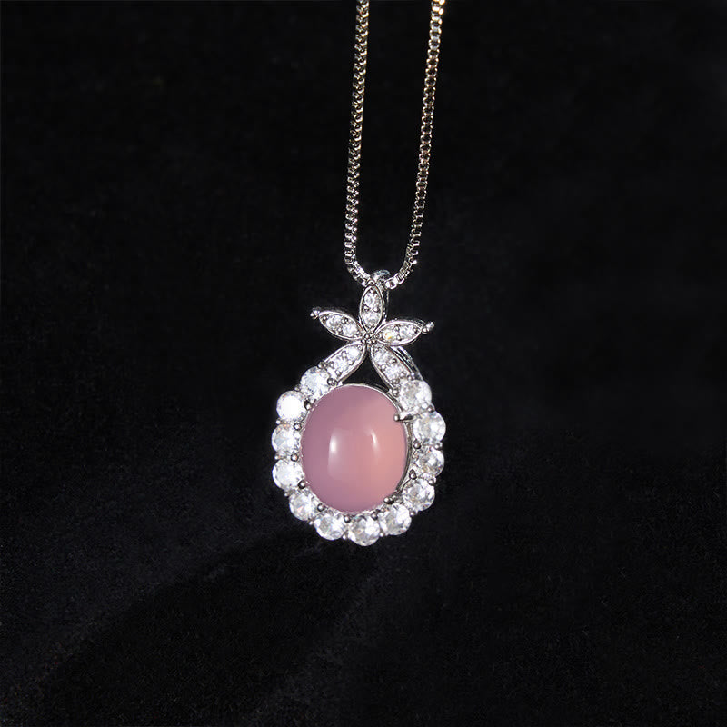 Nimara Ritual Natural Green Chalcedony Pink Chalcedony Flower Courage Necklace
