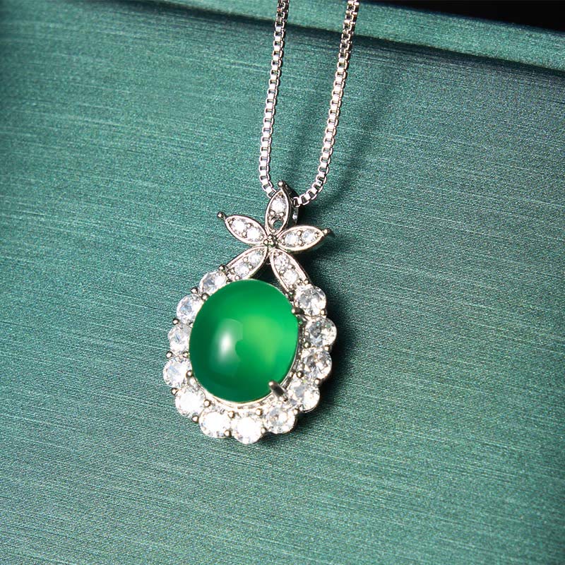 Nimara Ritual Natural Green Chalcedony Pink Chalcedony Flower Courage Necklace