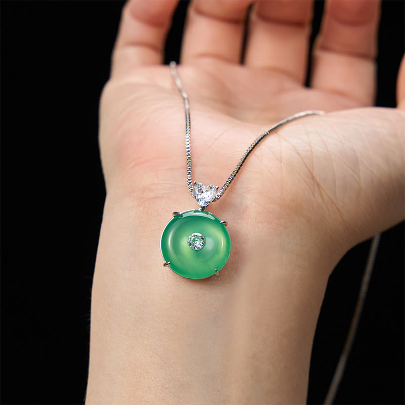 Nimara Ritual Natural Green Chalcedony Peace Buckle Strength Necklace