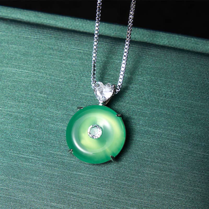 Nimara Ritual Natural Green Chalcedony Peace Buckle Strength Necklace