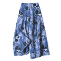 Nimara Ritual Cotton Linen Floral Pattern Women's Elastic Waist Wide Leg Pants With Pockets