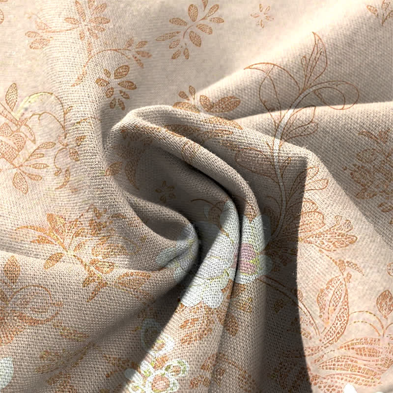 Nimara Ritual Cotton Linen Romantic Floral Pattern Women's Elastic Waist Wide Leg Pants With Pockets