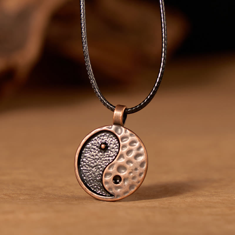 Nimara Ritual Vintage Yin Yang Alloy Leather Harmony Necklace Pendant