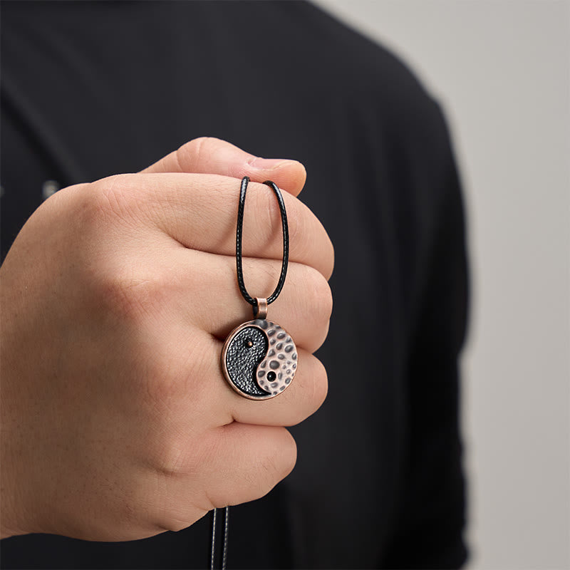 Nimara Ritual Vintage Yin Yang Alloy Leather Harmony Necklace Pendant