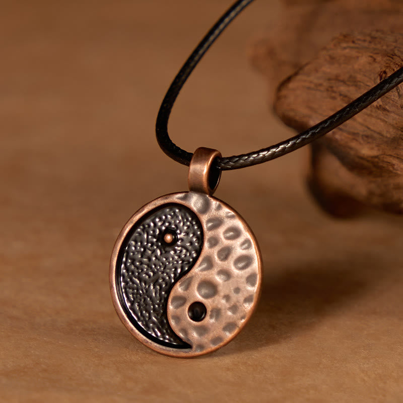 Nimara Ritual Vintage Yin Yang Alloy Leather Harmony Necklace Pendant