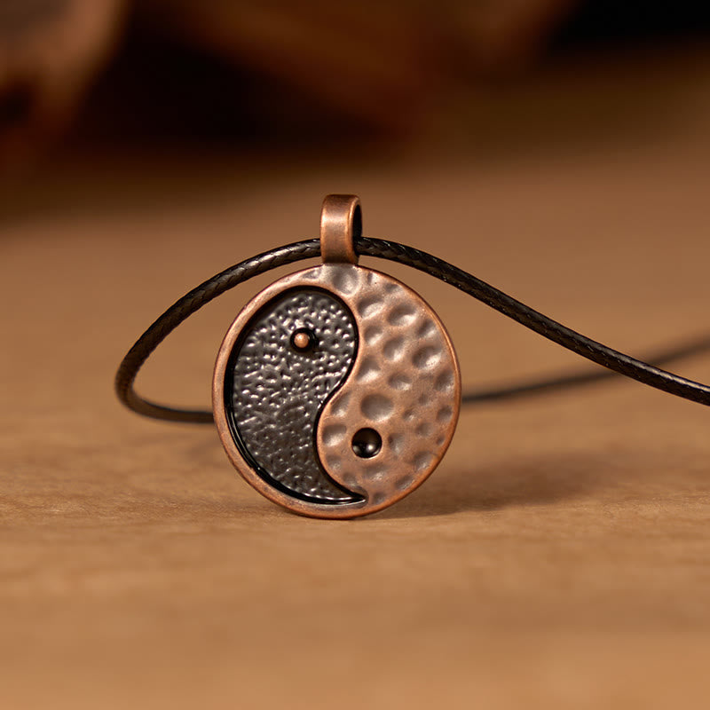 Nimara Ritual Vintage Yin Yang Alloy Leather Harmony Necklace Pendant