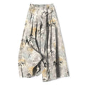 Nimara Ritual Cotton Linen Ink Wash Pattern Women's Elastic Waist Wide Leg Pants With Pockets