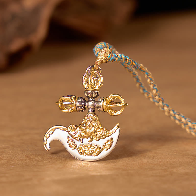 Nimara Ritual Copper Vajra Grounding Tibetan Relief Carved Totem Charm Necklace Pendant