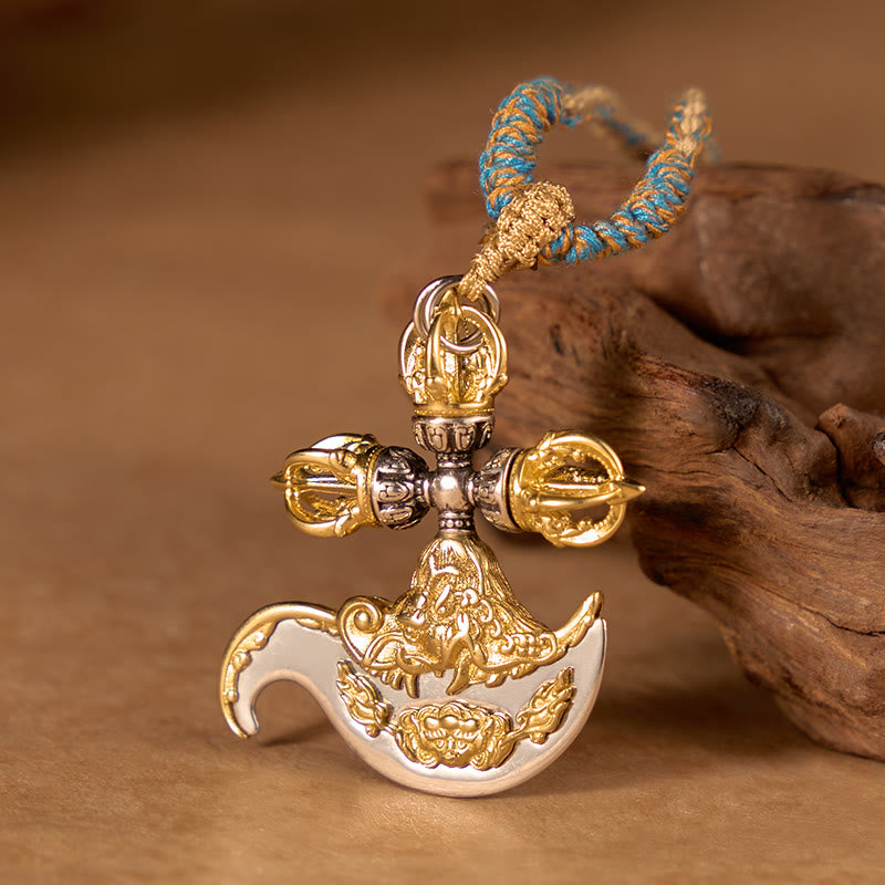 Nimara Ritual Copper Vajra Grounding Tibetan Relief Carved Totem Charm Necklace Pendant