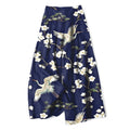 Nimara Ritual Cotton Linen Crane Floral Pattern Women's Elastic Waist Wide Leg Pants With Pockets