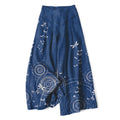 Nimara Ritual Cotton Linen Dragonfly Ripple Pattern Women's Elastic Waist Wide Leg Pants With Pockets