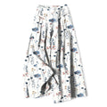 Nimara Ritual Cotton Linen Floral Pattern Women's Elastic Waist Wide Leg Pants With Pockets