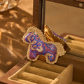 Prosperity and Energy Song Brocade Handcrafted Purple Horse Brooch