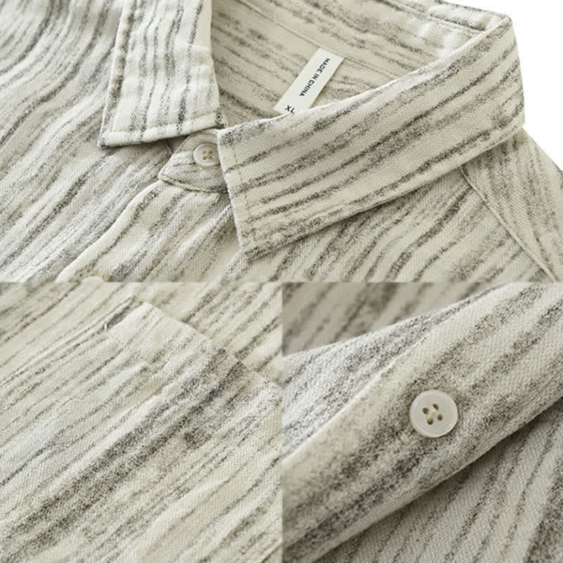 Nimara Ritual Summer Casual Minimalist Button-Up Striped Men's Short Sleeve Shirts With Decorative Pocket