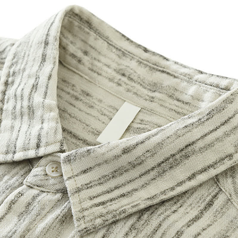 Nimara Ritual Summer Casual Minimalist Button-Up Striped Men's Short Sleeve Shirts With Decorative Pocket