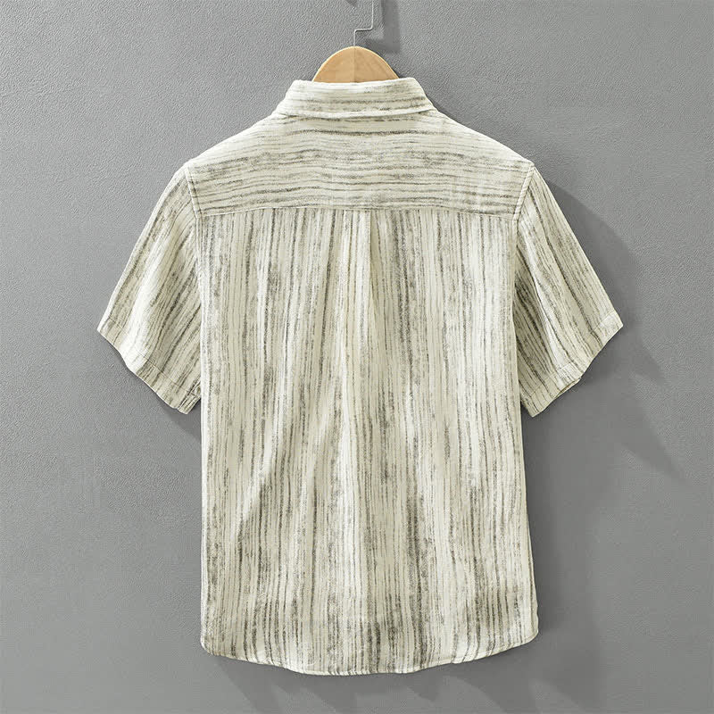 Nimara Ritual Summer Casual Minimalist Button-Up Striped Men's Short Sleeve Shirts With Decorative Pocket