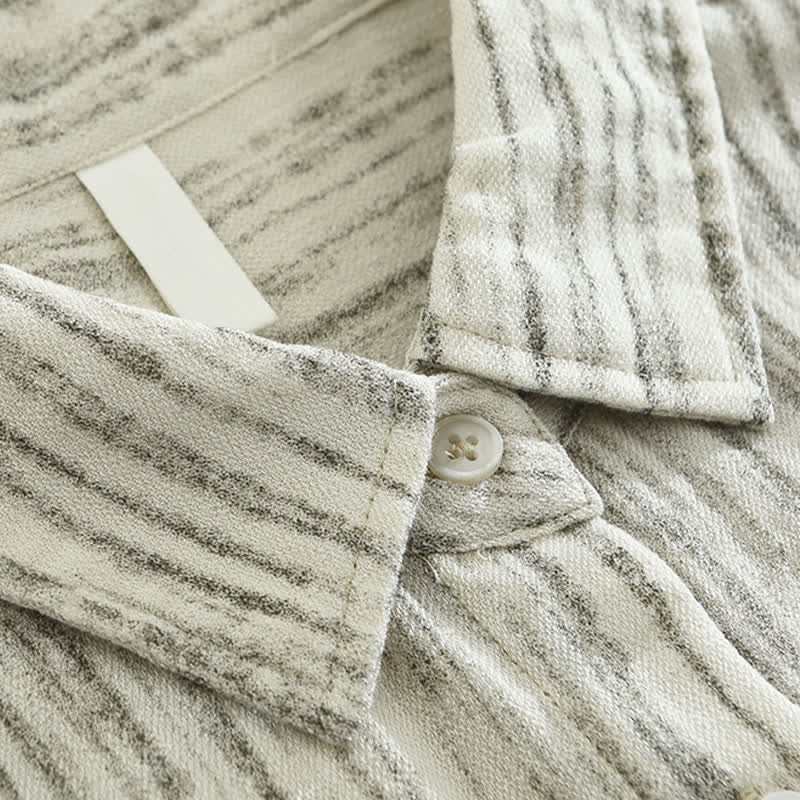 Nimara Ritual Summer Casual Minimalist Button-Up Striped Men's Short Sleeve Shirts With Decorative Pocket