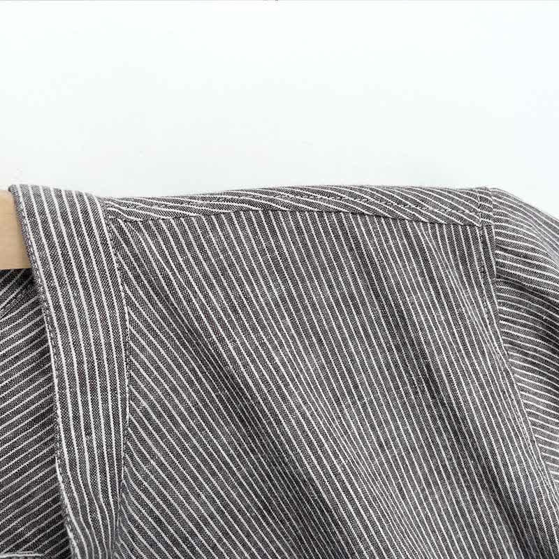 Nimara Ritual Summer Half Button Fine Striped Men's Short Sleeve Shirts