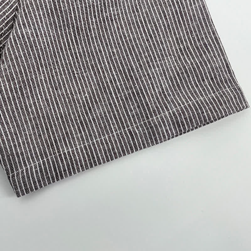 Nimara Ritual Summer Half Button Fine Striped Men's Short Sleeve Shirts