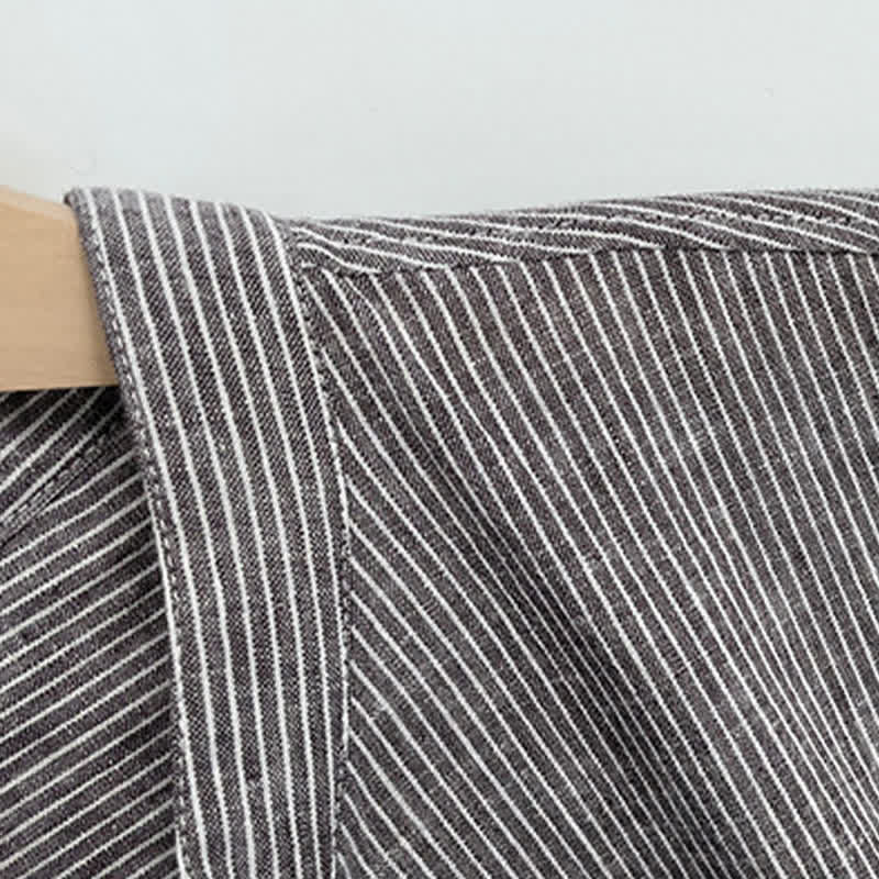 Nimara Ritual Summer Half Button Fine Striped Men's Short Sleeve Shirts